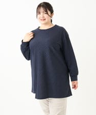 OLELV09089 eur3(エウルキューブ) 【WEB先行販売】【大きいサイズ】ケーブルジャージーチュニック ネイビー(57)