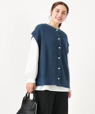 OLFAA13099 eur3(エウルキューブ) 【WEB先行販売】【大きいサイズ/a.v.v×eur3】ラメニットベスト×ブラウスセット ブルー(55)