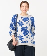 OLFBA23099 eur3(エウルキューブ) 【大きいサイズ】フラワーモールニット ブルー(55)