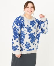 OLFBA23099 eur3(エウルキューブ) 【大きいサイズ】フラワーモールニット ブルー(55)