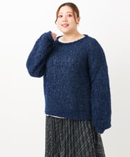 OLFKV03089 eur3(エウルキューブ) 【大きいサイズ】テープヤーンドルマンニット ネイビー(57)