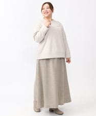 OLHAA11129 eur3(エウルキューブ) 【WEB先行販売】【大きいサイズ】ツイードAラインスカート ダークブラウン(87）