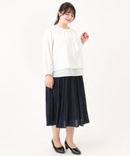 OLHBA15129 eur3(エウルキューブ) 【大きいサイズ】シフォンプリーツスカート ネイビー(57)