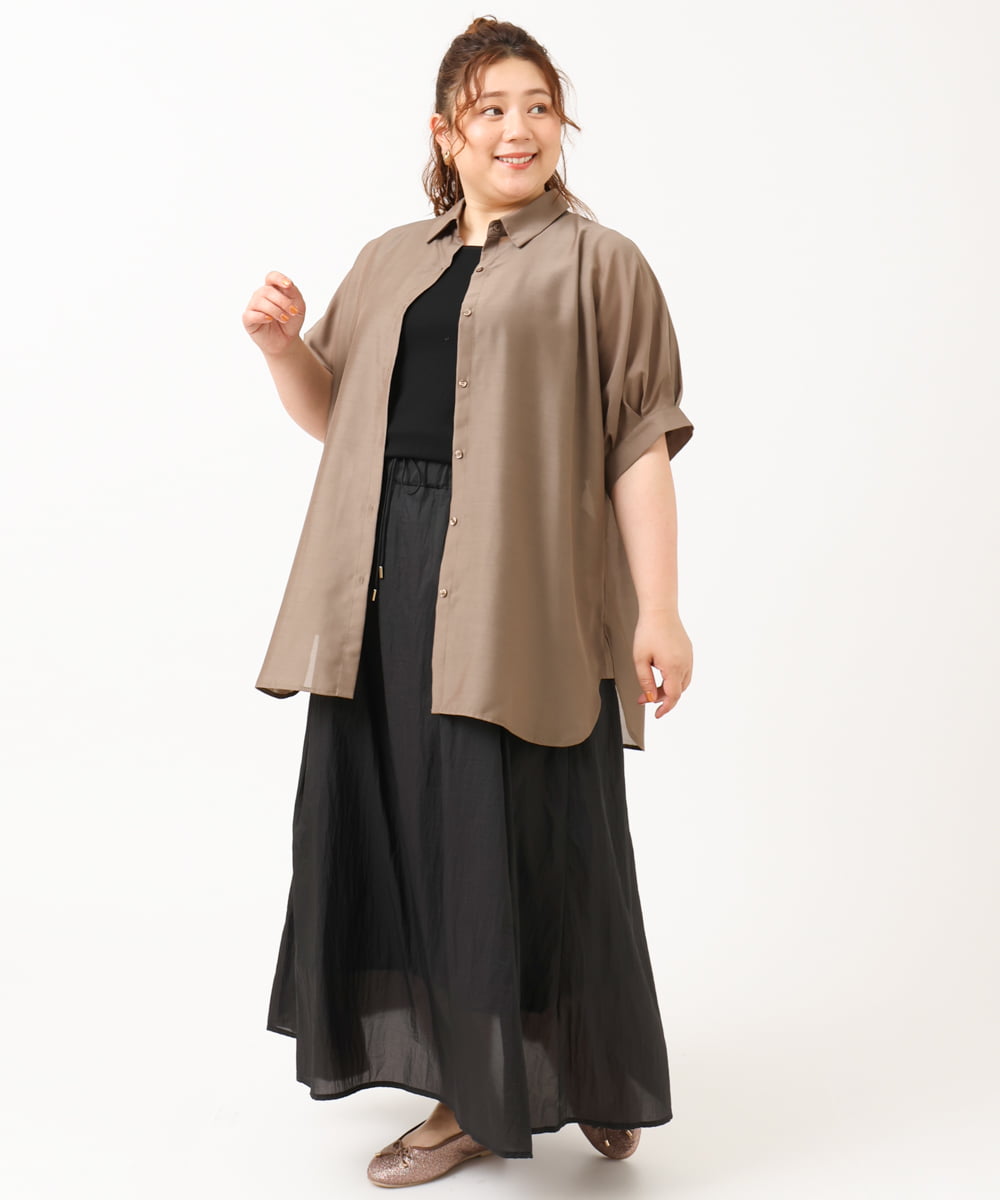 OLHIV17129 eur3(エウルキューブ) 【WEB先行販売】【大きいサイズ】シアーオーガンジースカート ブラック(94)