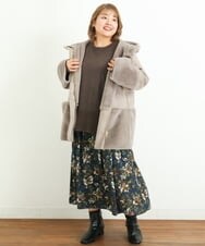 OLHLP06110 eur3(エウルキューブ) 【雑誌掲載】【大きいサイズ】レトロフラワープリントスカート ネイビー(57)