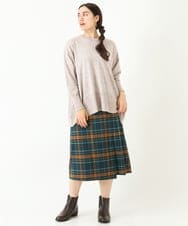 OLHLP07100 eur3(エウルキューブ) 【雑誌掲載】【大きいサイズ】チェック柄ラップ風スカート グリーン(35)