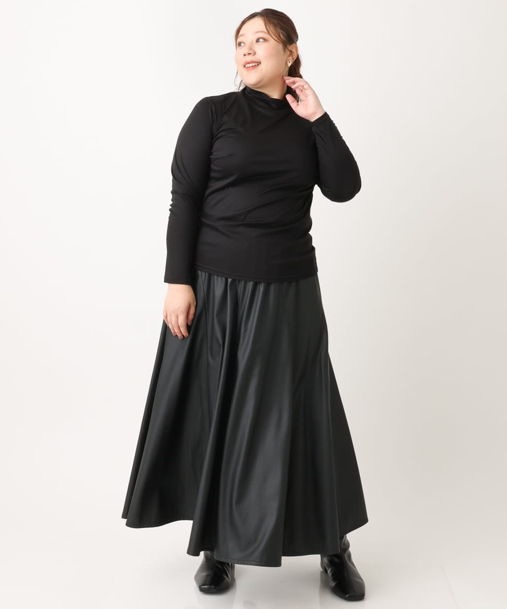 クリスチャンオジャール　大きいサイズ　ロングフレアースカート　黒　サイズ15号大きいサイズ