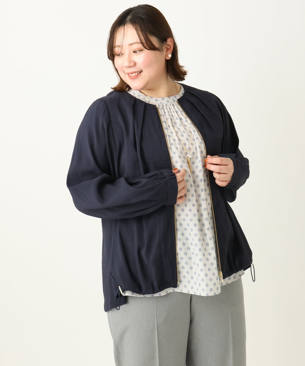 OLJEA05169 eur3(エウルキューブ) 【大きいサイズ】バックペプラムブルゾン ネイビー(57)