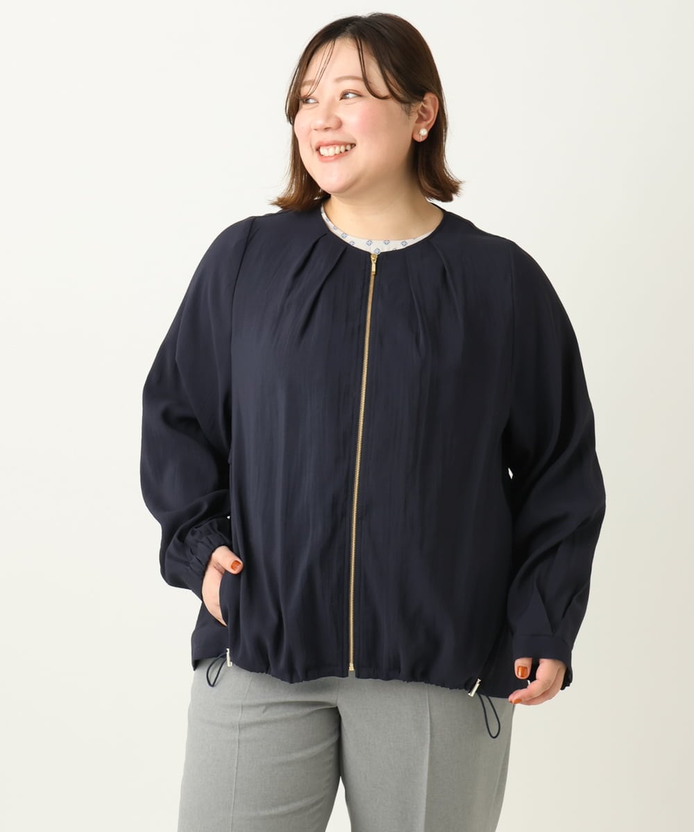 OLJEA05169 eur3(エウルキューブ) 【大きいサイズ】バックペプラムブルゾン ネイビー(57)