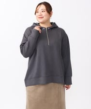 OLKAA24079 eur3(エウルキューブ) 【WEB先行販売】【大きいサイズ/a.v.v×eur3】ハーフジップダンボールフーディー ダークグレー(93)