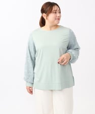 OLKAA26089 eur3(エウルキューブ) 【WEB先行販売】【大きいサイズ】コンビデザイントップス ライトグリーン(30)