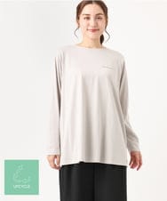 OLKAA28059 eur3(エウルキューブ) 【WEB先行販売】【大きいサイズ】コットンロゴ長袖Tシャツ グレージュ(89)