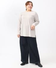 OLKAA28059 eur3(エウルキューブ) 【WEB先行販売】【大きいサイズ】コットンロゴ長袖Tシャツ グレージュ(89)