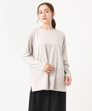 OLKAA28059 eur3(エウルキューブ) 【WEB先行販売】【大きいサイズ】コットンロゴ長袖Tシャツ グレージュ(89)