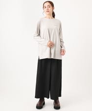 OLKAA28059 eur3(エウルキューブ) 【WEB先行販売】【大きいサイズ】コットンロゴ長袖Tシャツ グレージュ(89)