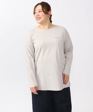 OLKAA28059 eur3(エウルキューブ) 【WEB先行販売】【大きいサイズ】コットンロゴ長袖Tシャツ グレージュ(89)