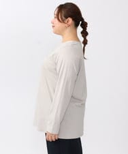 OLKAA28059 eur3(エウルキューブ) 【WEB先行販売】【大きいサイズ】コットンロゴ長袖Tシャツ グレージュ(89)