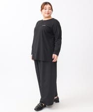 OLKAA28059 eur3(エウルキューブ) 【WEB先行販売】【大きいサイズ】コットンロゴ長袖Tシャツ ブラック(94)