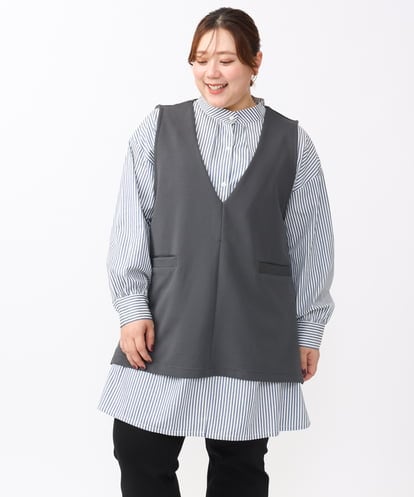 OLKAA35099 eur3 【大きいサイズ/soso×eur3】Vネックベスト