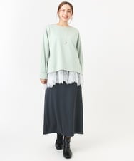 OLKCA37119 eur3(エウルキューブ) 【大きいサイズ】ダンボールカットソー×レースインナーセット ライトグリーン(30)