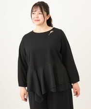 OLKDA01099 eur3(エウルキューブ) 【大きいサイズ】カットジョーゼットイレヘムトップス ブラック(94)