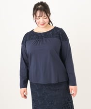 OLKDA03089 eur3(エウルキューブ) 【WEB先行販売】【大きいサイズ】レースコンビカットソー ネイビー(57)