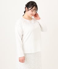 OLKDA03089 eur3(エウルキューブ) 【WEB先行販売】【大きいサイズ】レースコンビカットソー ホワイト(90)