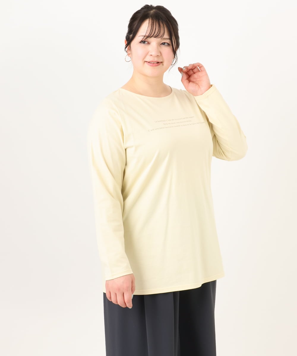 OLKDA04059 eur3(エウルキューブ) 【大きいサイズ】コットンロゴTシャツ ライトイエロー(20)