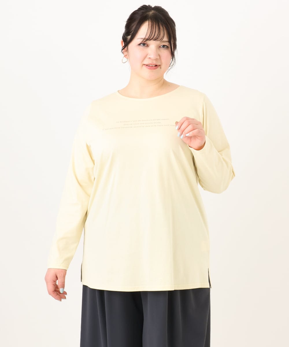 OLKDA04059 eur3(エウルキューブ) 【大きいサイズ】コットンロゴTシャツ ライトイエロー(20)