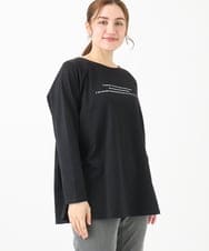 OLKDA04059 eur3(エウルキューブ) 【大きいサイズ】コットンロゴTシャツ ブラック(94)