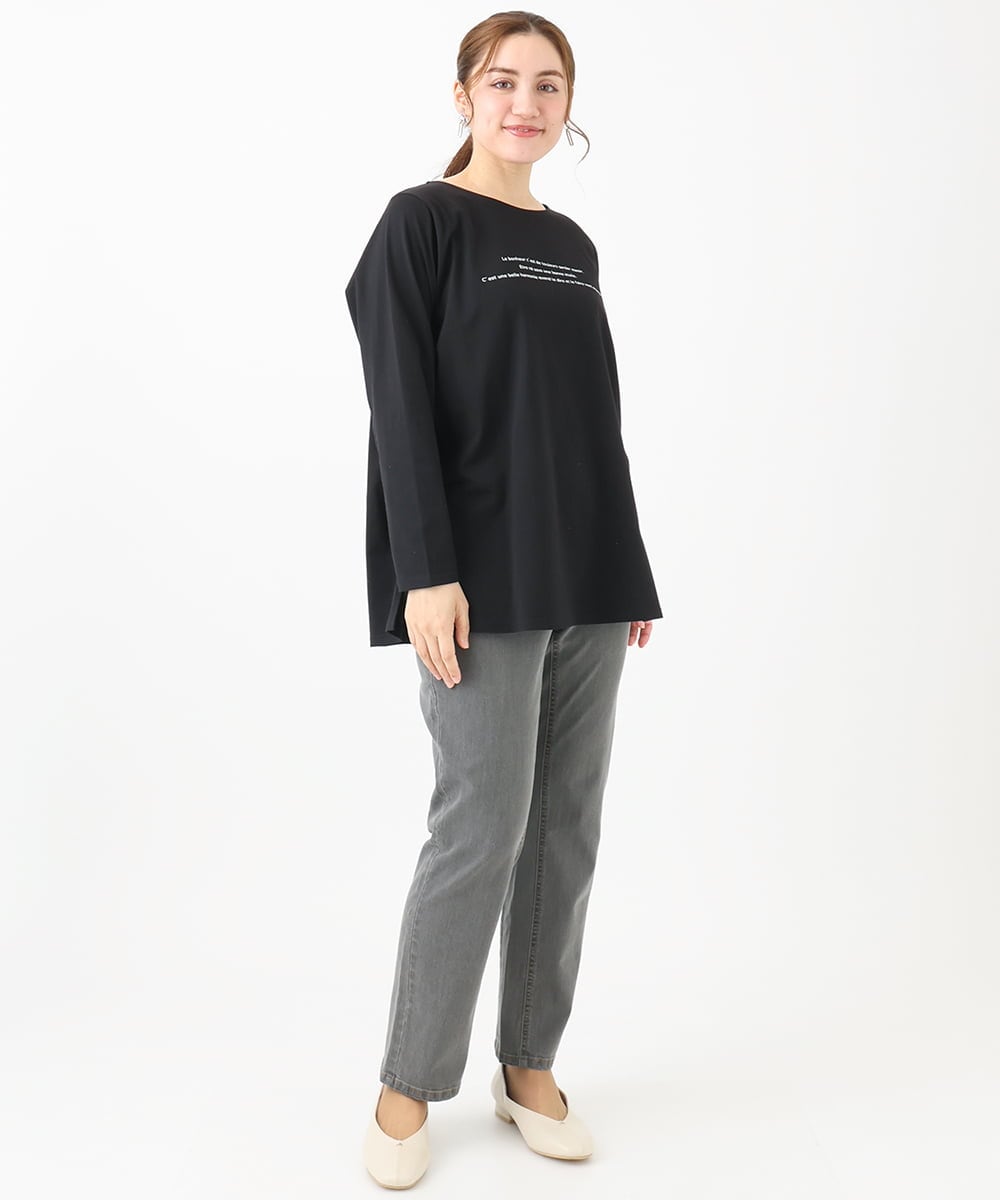 OLKDA04059 eur3(エウルキューブ) 【大きいサイズ】コットンロゴTシャツ ブラック(94)