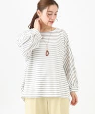 OLKDA12059 eur3(エウルキューブ) 【大きいサイズ】リップルボーダーカットソー アイボリー(80)