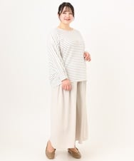 OLKDA12059 eur3(エウルキューブ) 【大きいサイズ】リップルボーダーカットソー アイボリー(80)