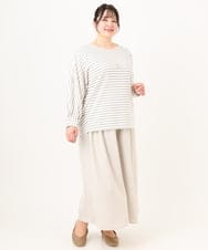 OLKDA12059 eur3(エウルキューブ) 【大きいサイズ】リップルボーダーカットソー アイボリー(80)