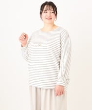 OLKDA12059 eur3(エウルキューブ) 【大きいサイズ】リップルボーダーカットソー アイボリー(80)