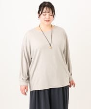 OLKDA12059 eur3(エウルキューブ) 【大きいサイズ】リップルボーダーカットソー グレージュ(89)