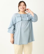 OLKEA18089 eur3(エウルキューブ) 【大きいサイズ】ラッフルカットソー ライトブルー(50)