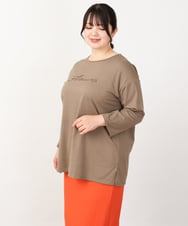 OLKJV13059 eur3(エウルキューブ) 【大きいサイズ/接触冷感】コットンロゴTシャツ モカ(84)