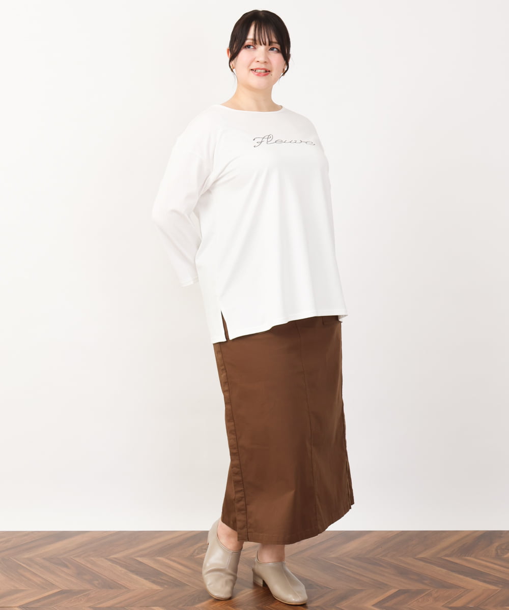 OLKJV13059 eur3(エウルキューブ) 【大きいサイズ/接触冷感】コットンロゴTシャツ ホワイト(90)