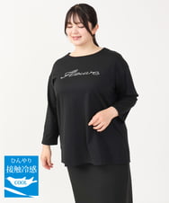 OLKJV13059 eur3(エウルキューブ) 【大きいサイズ/接触冷感】コットンロゴTシャツ ブラック(94)