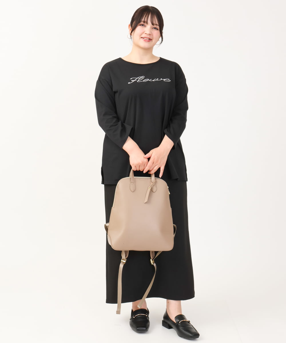 OLKJV13059 eur3(エウルキューブ) 【大きいサイズ/接触冷感】コットンロゴTシャツ ブラック(94)