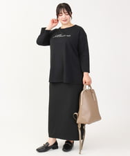 OLKJV13059 eur3(エウルキューブ) 【大きいサイズ/接触冷感】コットンロゴTシャツ ブラック(94)