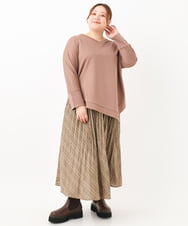 OLKKV05089 eur3(エウルキューブ) 【大きいサイズ】アシメヘムジャージートップス モカ(84)