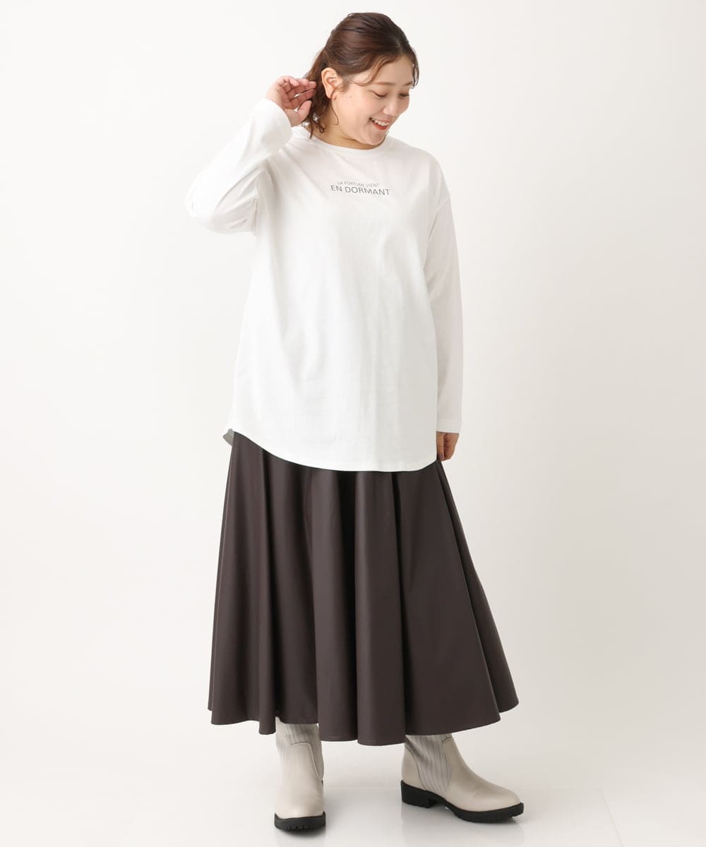 OLKLS13069 eur3(エウルキューブ) 【大きいサイズ/11号サイズあり】ドロップショルダーロゴTシャツ ホワイト(90)