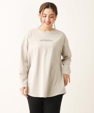 OLKLS13069 eur3(エウルキューブ) 【大きいサイズ/11号サイズあり】ドロップショルダーロゴTシャツ ライトグレー(91)