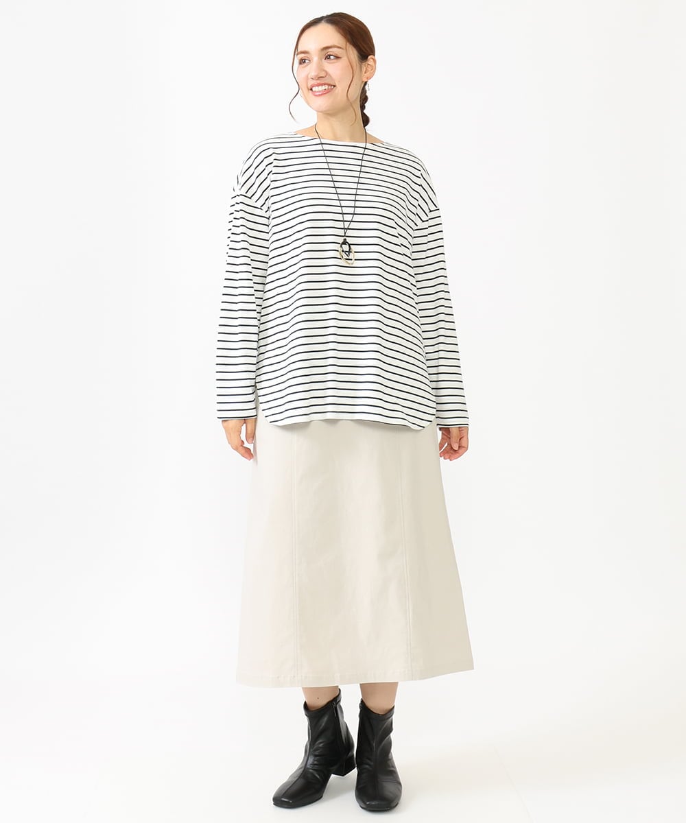 OLKLV17059 eur3(エウルキューブ) 【大きいサイズ】ドロップショルダーコットン長袖Tシャツ アイボリー(80)