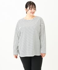 OLKLV17059 eur3(エウルキューブ) 【大きいサイズ】ドロップショルダーコットン長袖Tシャツ アイボリー(80)