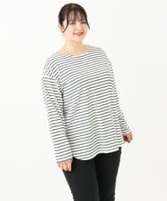 OLKLV17059 eur3(エウルキューブ) 【大きいサイズ】ドロップショルダーコットン長袖Tシャツ アイボリー(80)