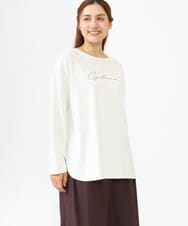 OLKLV17059 eur3(エウルキューブ) 【大きいサイズ】ドロップショルダーコットン長袖Tシャツ ホワイト(90)