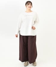 OLKLV17059 eur3(エウルキューブ) 【大きいサイズ】ドロップショルダーコットン長袖Tシャツ ホワイト(90)